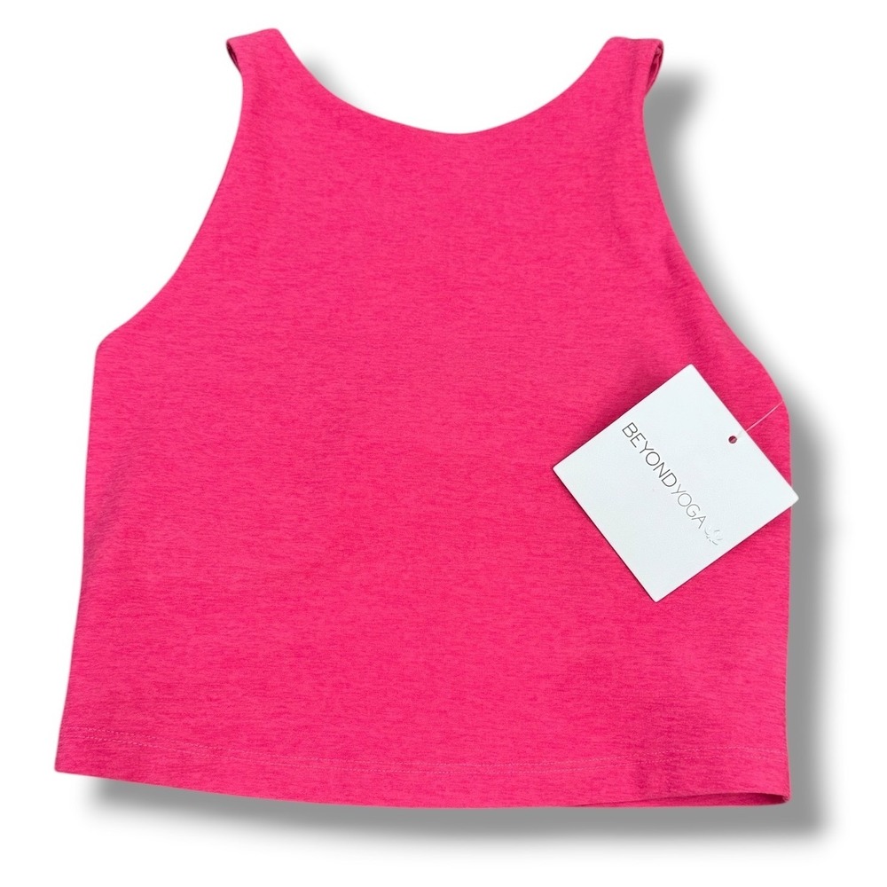 Beyond Yoga Spacedye Refocus Cropped Tank Women XS Pink High Neck Athletic Top